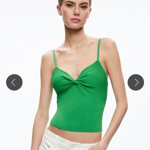 Alice + Olivia Rhonda Twisted Top in Green